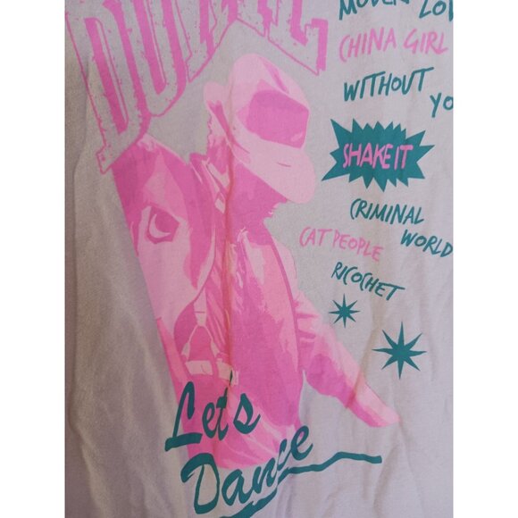 David Bowie Women's Soft Lightweight Crewneck Short Sleeve Band Tee Tan M - Picture 4 of 6